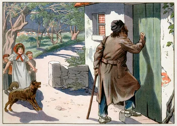 Joachim Murat (1767-1815), afgezette koning van Napels, zwierf door de Provence na zijn vlucht uit Napels in 1815. Gravure door Jacques Marie Gaston Onfray de Breville, genaamd Job (1858-1931)