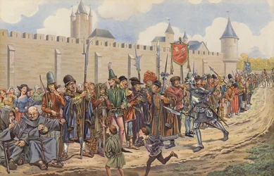 Lodewijk XI verzamelde een leger uit de burgers van Parijs