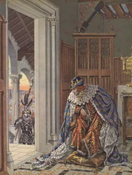 De oude koning Lodewijk XI van Frankrijk die de dood vreest