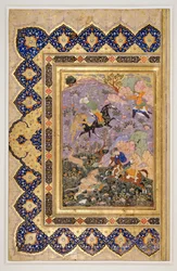 Jacht op wilde dieren, ca. 1540 (inkt, gouache en goud)