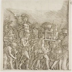 Triomf van Caesar: Soldaten Dragen Trofeeën